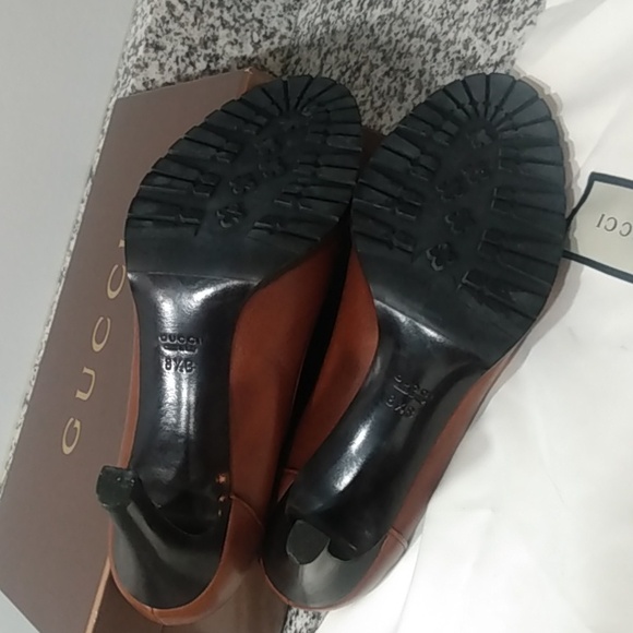 Like New, Gucci Leather Horse-bit Lug Sole Heels - Picture 11 of 16